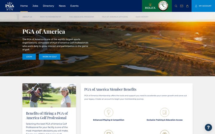 Screenshot of pga.org