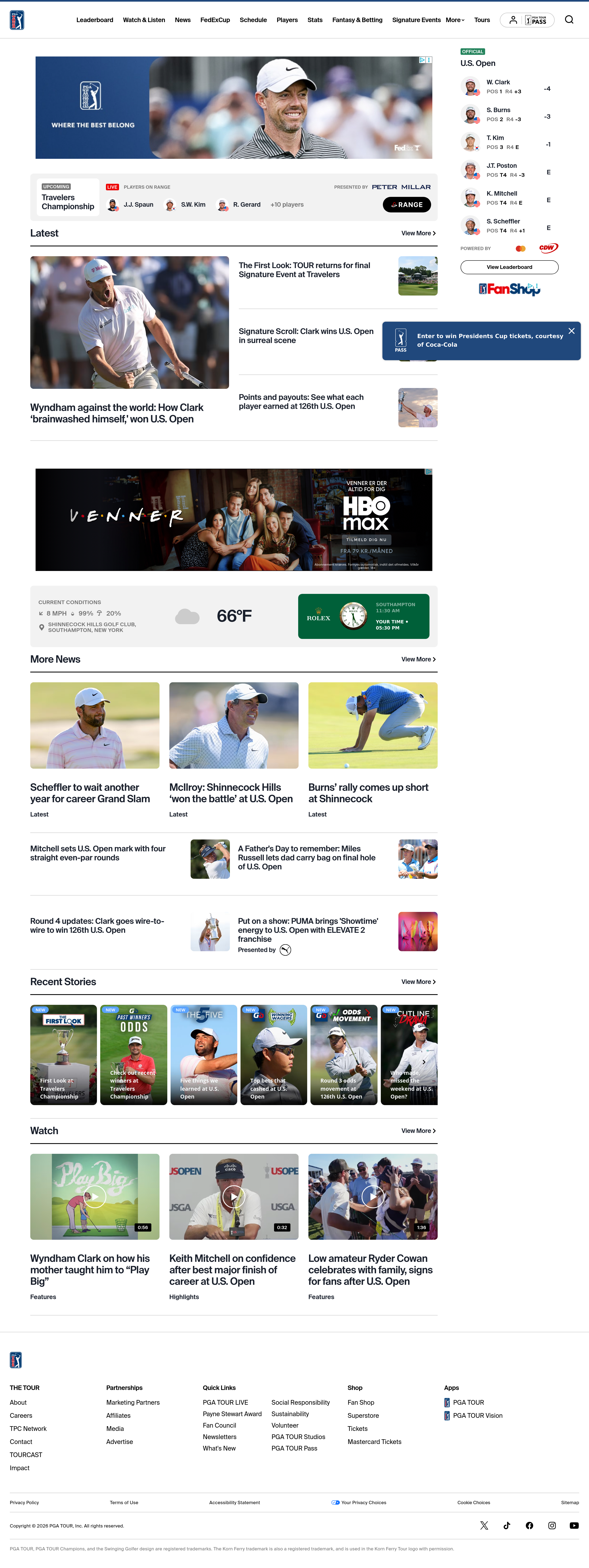 Screenshot of pgatour.com