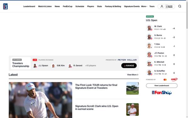 Screenshot of pgatour.com