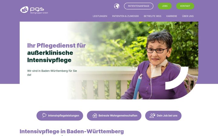 Skärmbild av pgs-healthcare.de