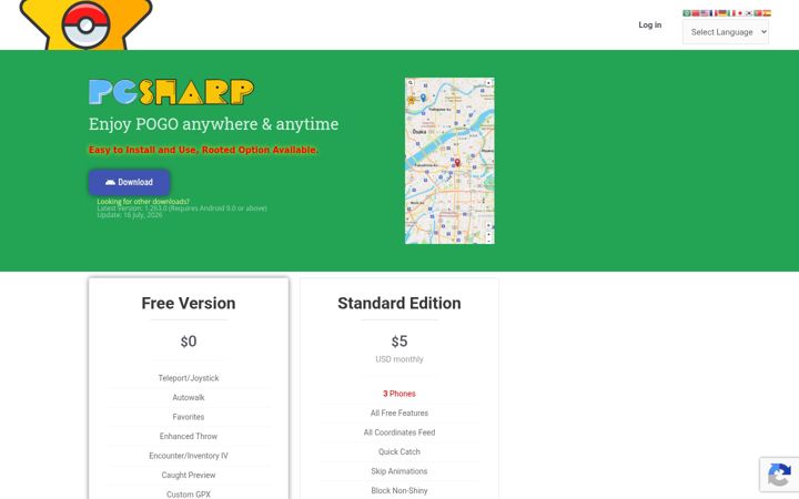 Screenshot von pgsharp.com