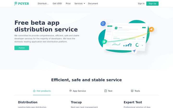 Screenshot of pgyer.com