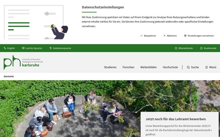 Screenshot of ph-karlsruhe.de