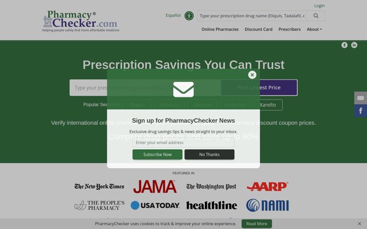 Screenshot of pharmacychecker.com
