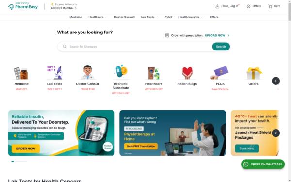 Screenshot of pharmeasy.in