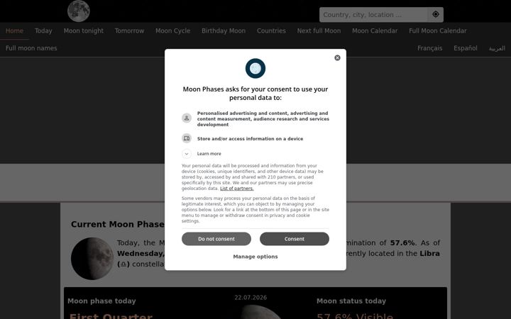 Screenshot of phasesmoon.com