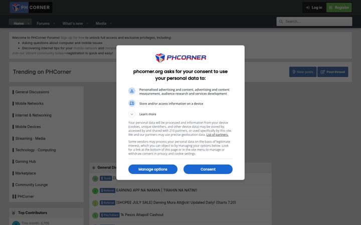 Screenshot of phcorner.net