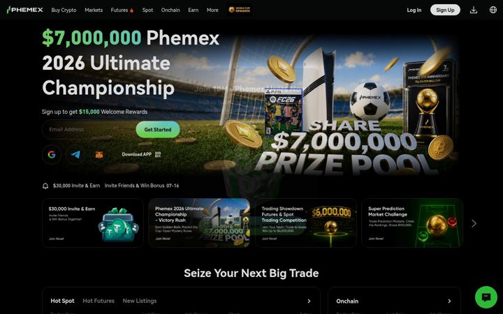 Zrzut ekranu phemex.com