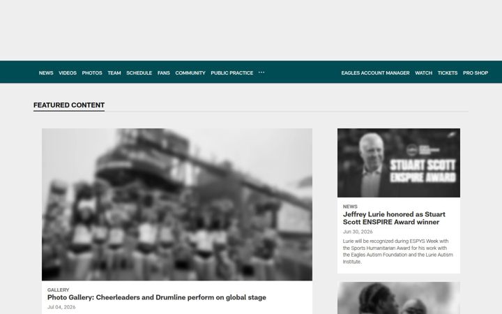 Screenshot of philadelphiaeagles.com