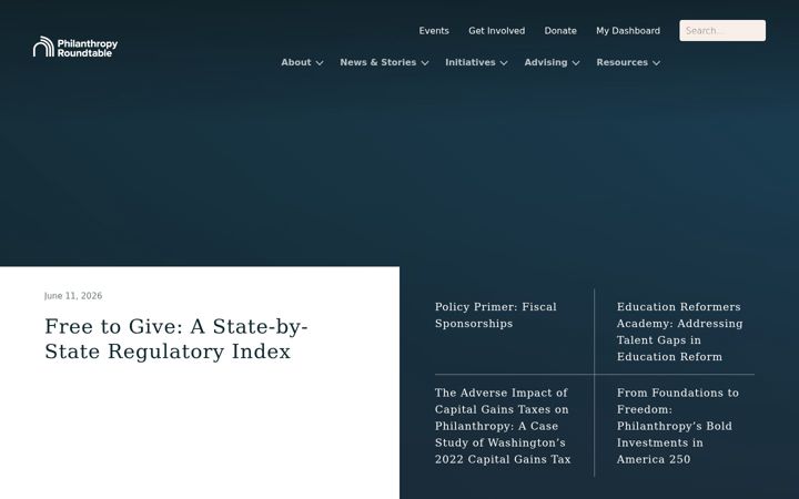 Screenshot van philanthropyroundtable.org