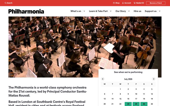 Screenshot of philharmonia.co.uk