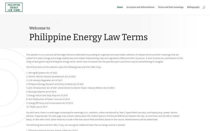 Captura de pantalla de philippineenergylawterms.com