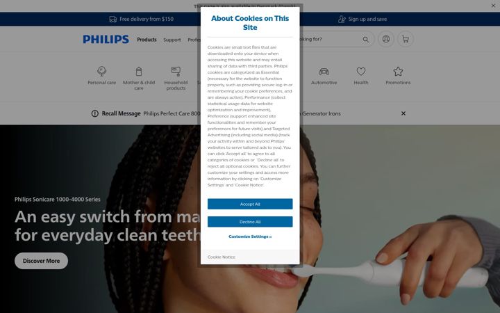 Screenshot of philips.com.au