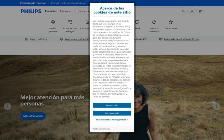 Screenshot of philips.es