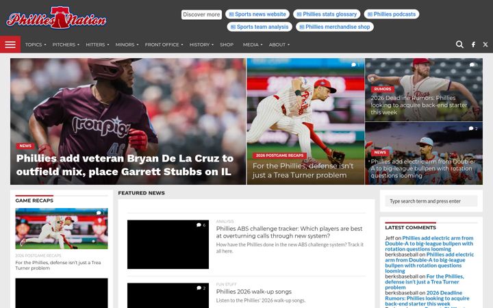 Posnetek zaslona philliesnation.com