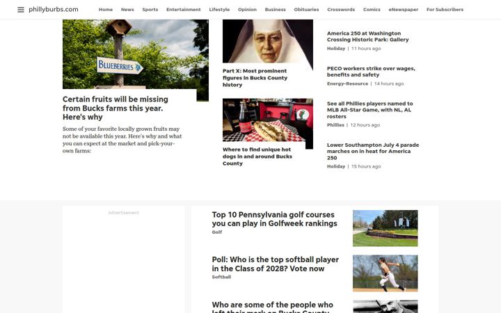 Screenshot of phillyburbs.com