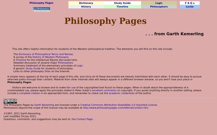 Screenshot of philosophypages.com