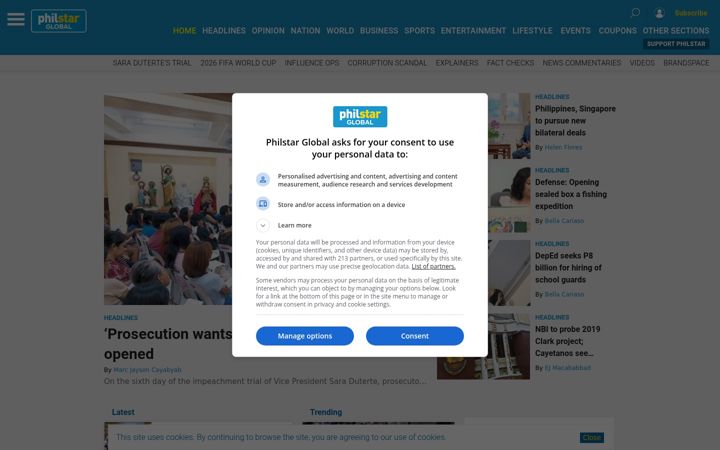 Zrzut ekranu philstar.com