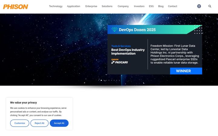 Screenshot of phison.com
