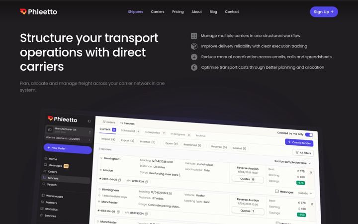 Ekrānuzņēmums no phleetto.co.uk