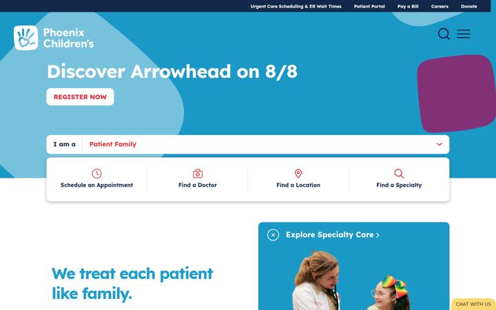 Screenshot of phoenixchildrens.org