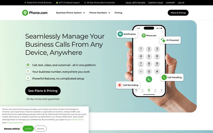 Screenshot of phone.com
