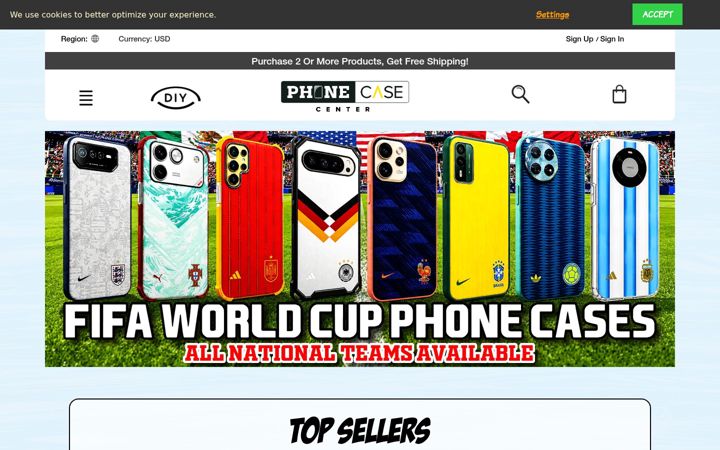 Screenshot of phonecasecenter.com
