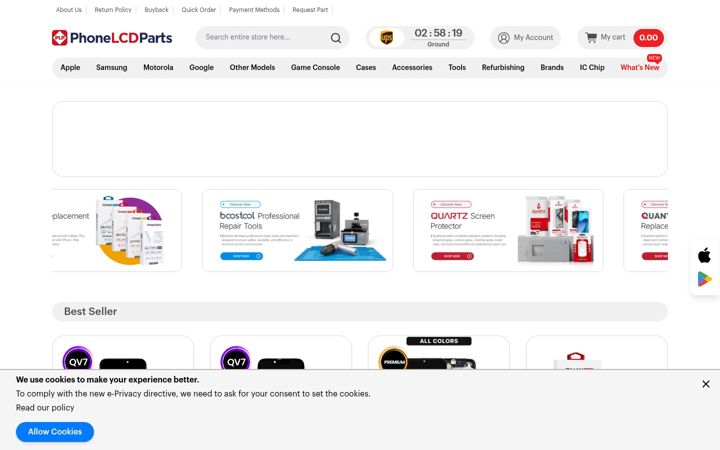 Screenshot of phonelcdparts.com