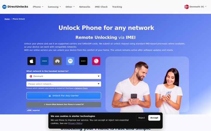 Screenshot του phoneunlocks.com