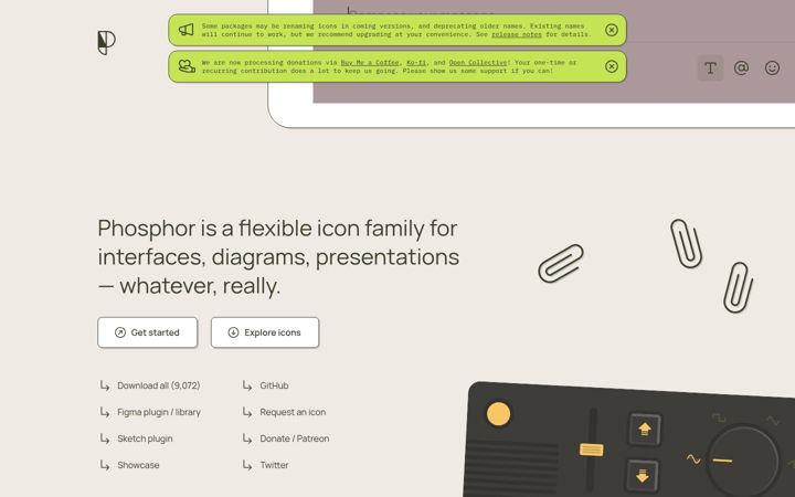 Screenshot του phosphoricons.com
