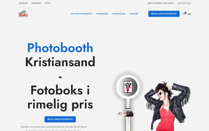 Kuvakaappaus sivustosta photoboothkristiansand.no