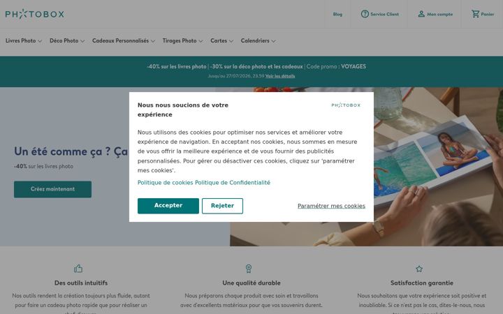 Screenshot of photobox.fr