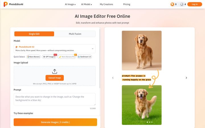 Screenshot of photoeditorai.io