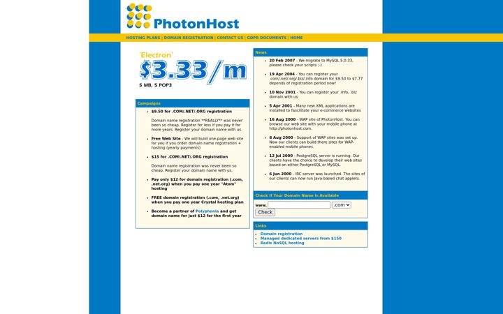Zrzut ekranu photonhost.com