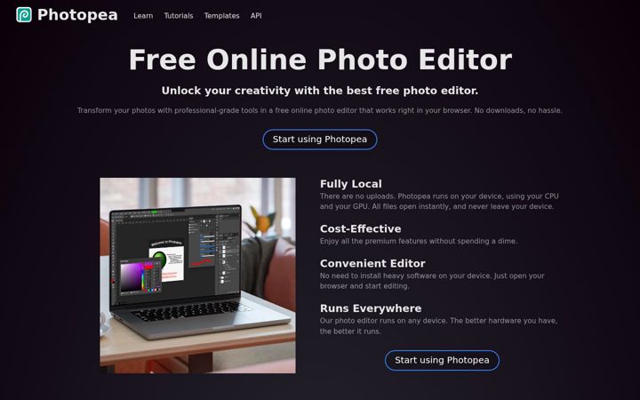 Screenshot ta' photopea.com