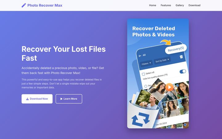 Screenshot of photorecovermax.com