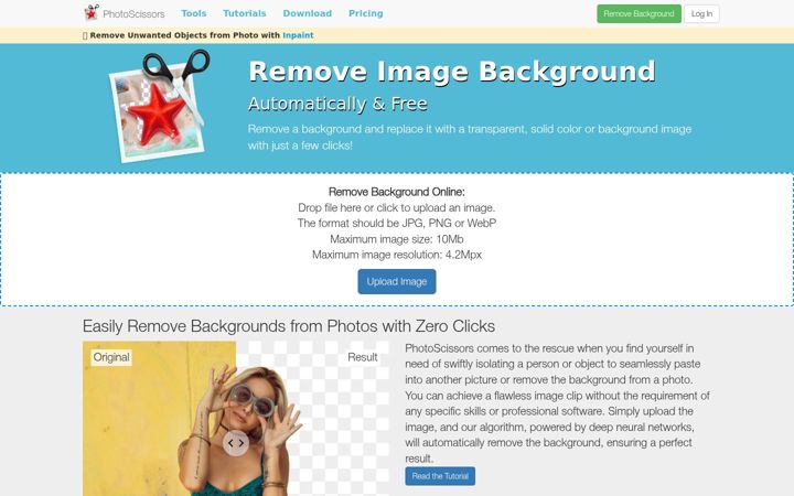 Screenshot of photoscissors.com