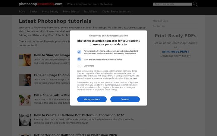 Skärmbild av photoshopessentials.com