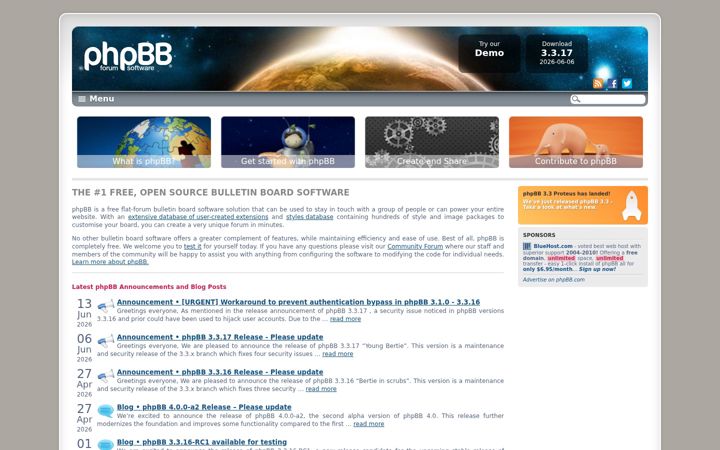 Ekrānuzņēmums no phpbb.com