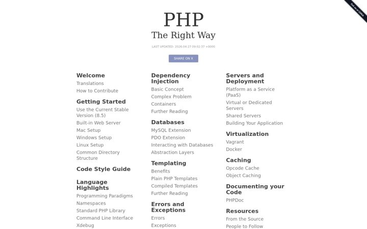 Screenshot of phptherightway.com