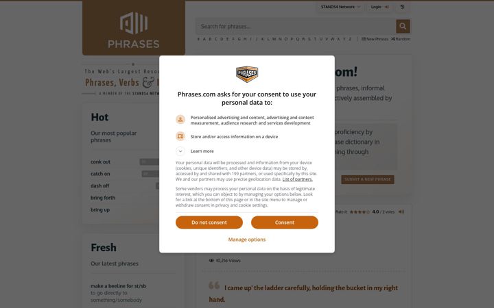 Screenshot of phrases.com