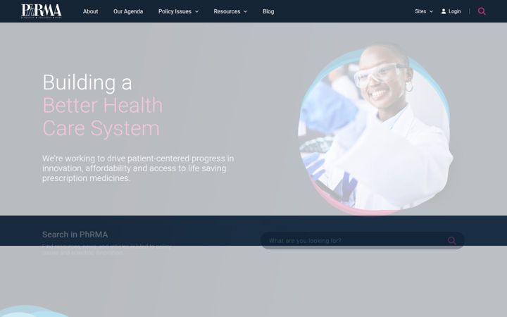 Screenshot of phrma.org