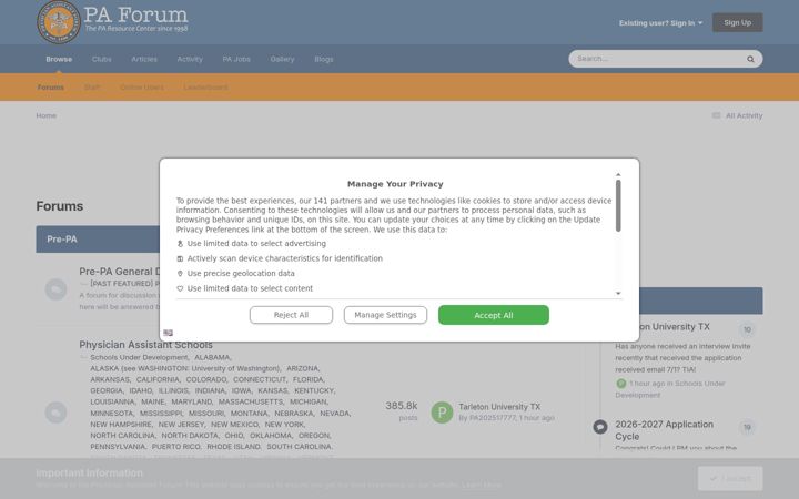 Screenshot of physicianassistantforum.com