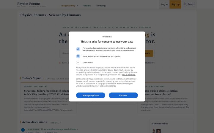 Screenshot του physicsforums.com