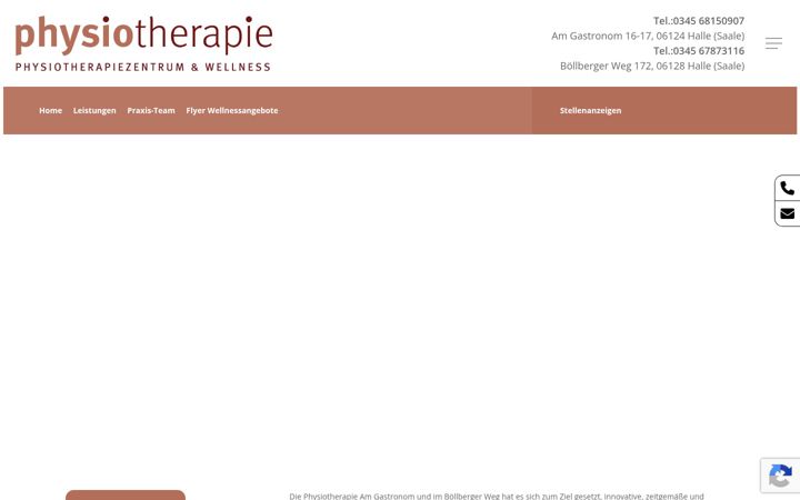 Snímek obrazovky physio-hal.de