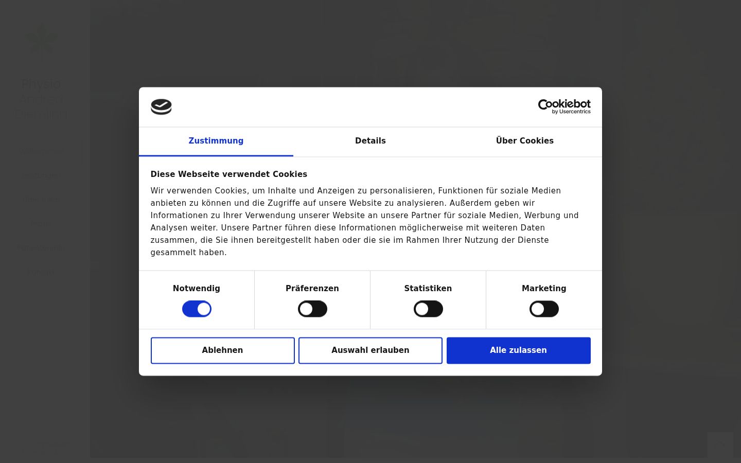Screenshot del banner di consenso mostrato prima di qualsiasi interazione