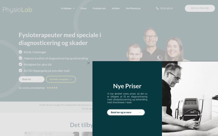 Posnetek zaslona physiolab.dk
