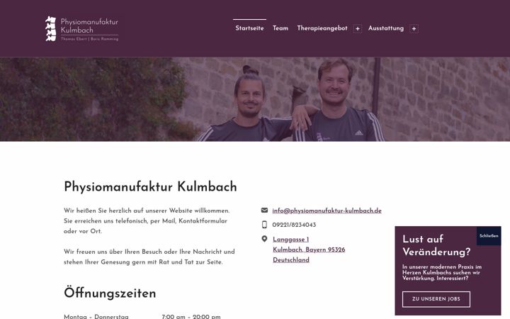 Skærmbillede af physiomanufaktur-kulmbach.de
