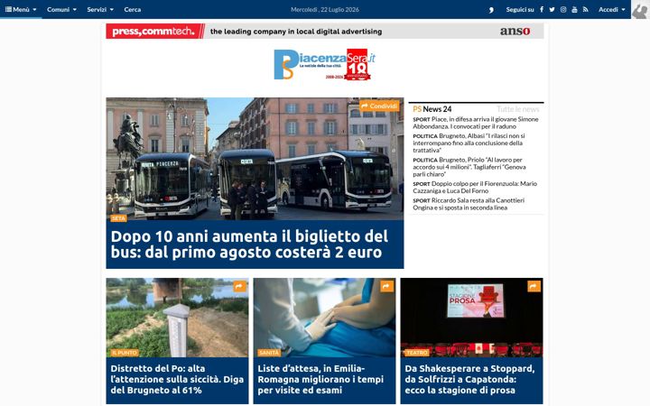 Screenshot of piacenzasera.it
