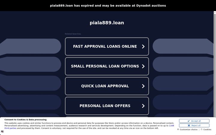 Screenshot of piala889.loan